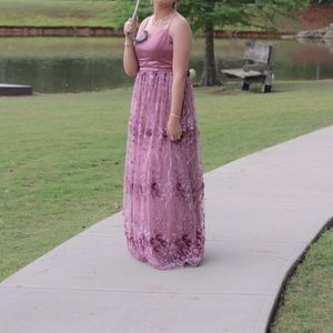 City Triangles (from VonMaur) mauve embroidered long dress.